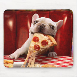 Dog Eating Pizza Slice Mouse Pad