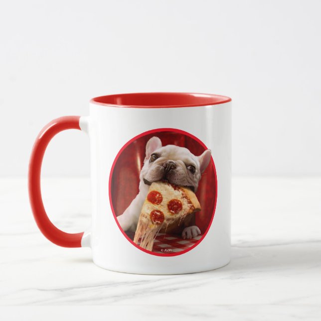 Dog Eating Pizza Slice Mug (Left)