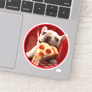Dog Eating Pizza Slice Sticker