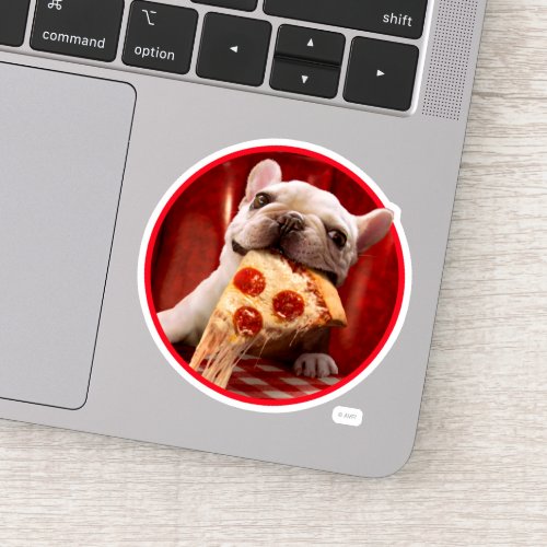 Dog Eating Pizza Slice Sticker