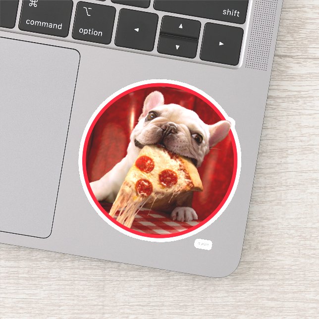 Dog Eating Pizza Slice Sticker (Detail)