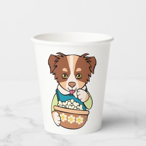 Dog Eating Popcorn Snacks  Paper Cups