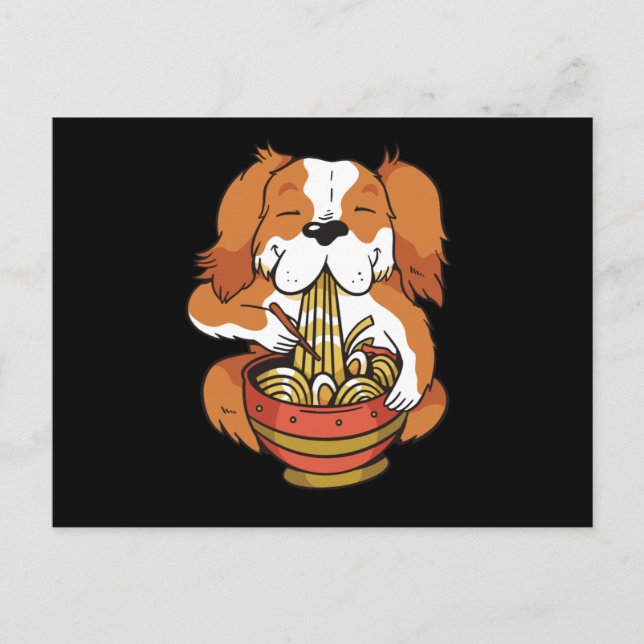 Dog eating ramen postcard (Front)