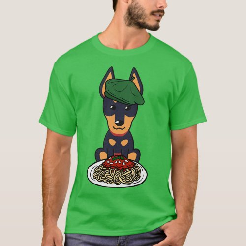 Dog eating Spaghetti alsatian T_Shirt