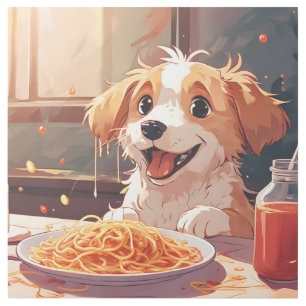 Dog eating spaghetti gallery wrap