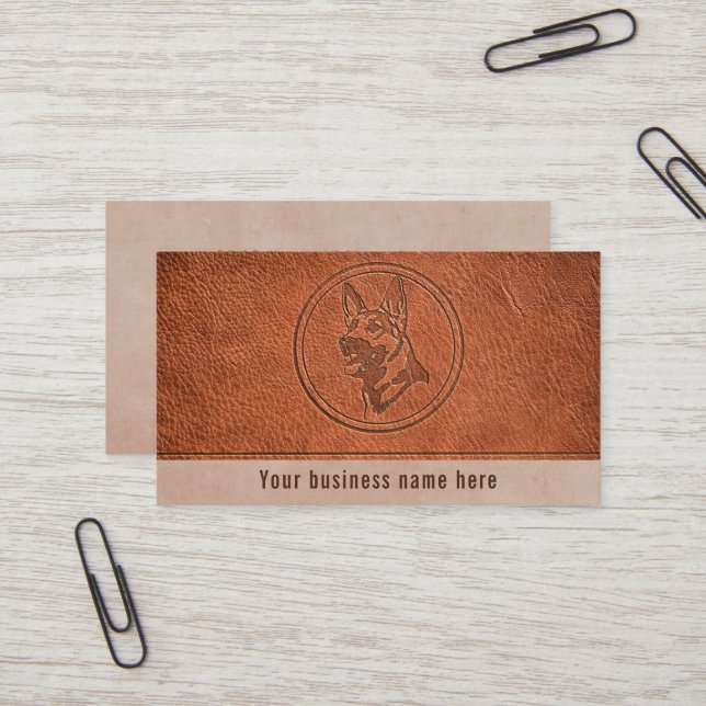 Dog embossed leather effect business card (Front/Back In Situ)
