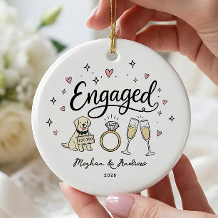 Dog Engagement Ornament Personalized