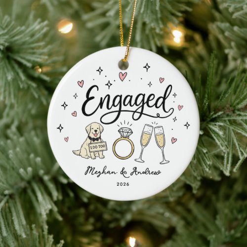 Dog Engagement Ornament Personalized