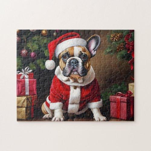 Dog English Bulldog Christmas Jigsaw Puzzle
