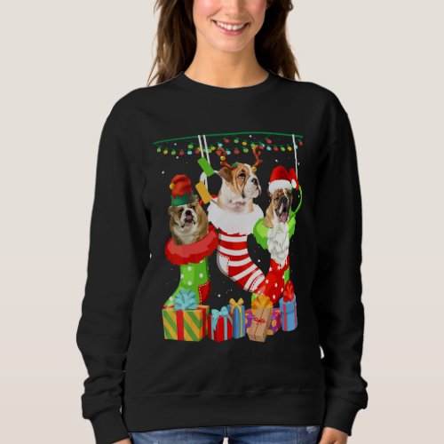 Dog English Bulldog Christmas Socks  Xmas Pajama P Sweatshirt