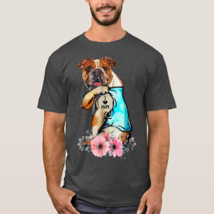 Dog English Bulldog I Love Mom Tattoo Mother's Day T-Shirt