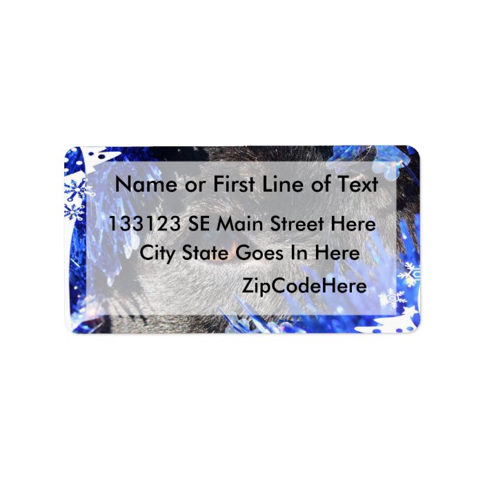 Dog eye Blue Tinsel christmas tree Frame Address Label