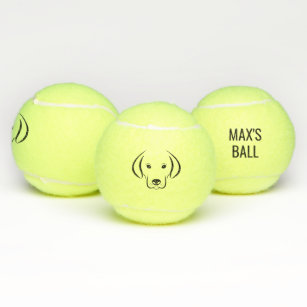 Dog face and name personalized tennis ball