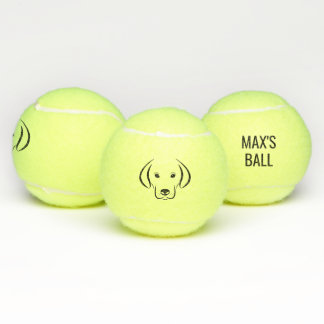 Dog face and name personalized tennis ball