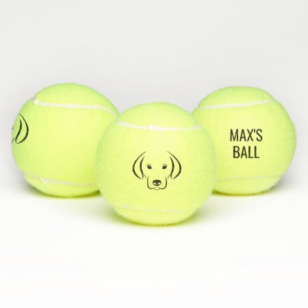Dog Face And Name Personalized Tennis Ball