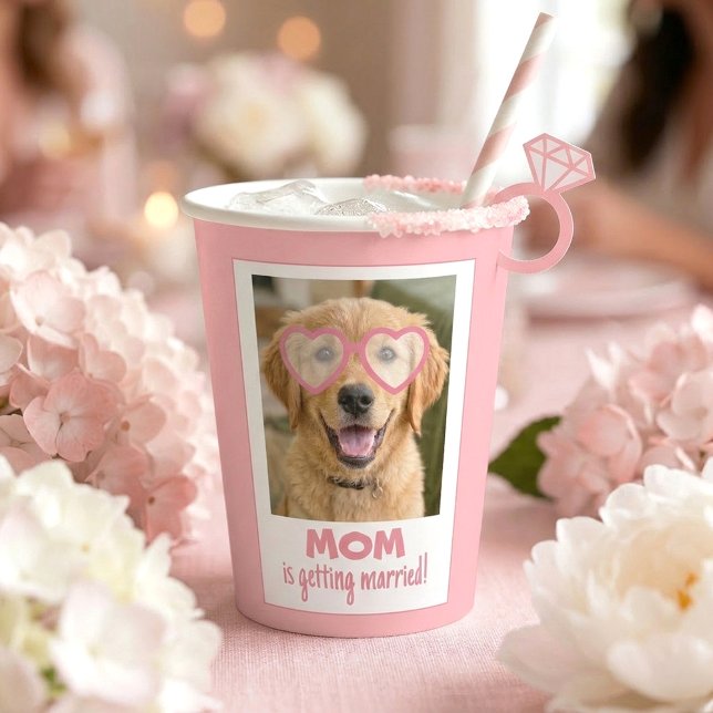 Dog Face Bachelorette Cups Fun Cute Soft Pink (Funny Cute Dog Photo Bridal Party Decor - Paper Cup)