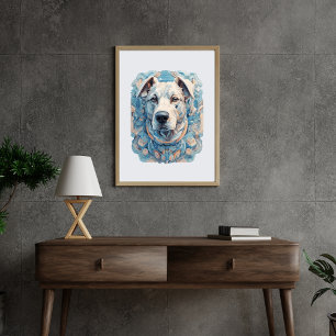 Dog face bluish grey aesthetic mosaic [BD-A1] Poster
