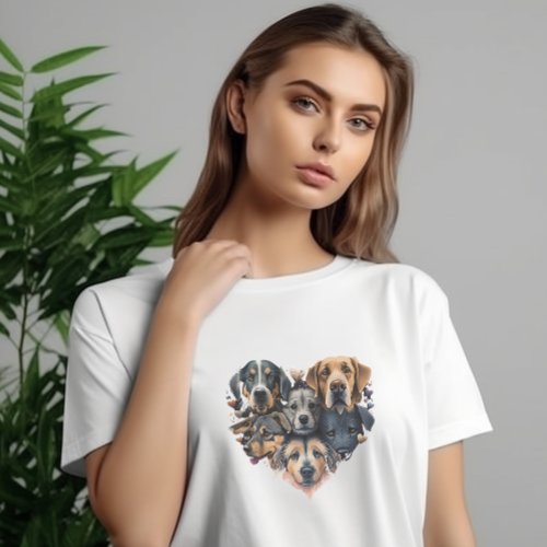 Dog Face Heart Collage T_Shirt