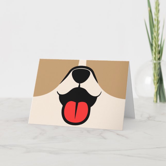 Dog Face Letterpress Thank You Card (Front)