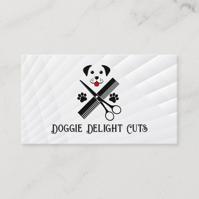Dog Face | Puppy Paws | Grooming Business Card (Front)
