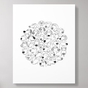 dog faces doodle acrylic photo tile