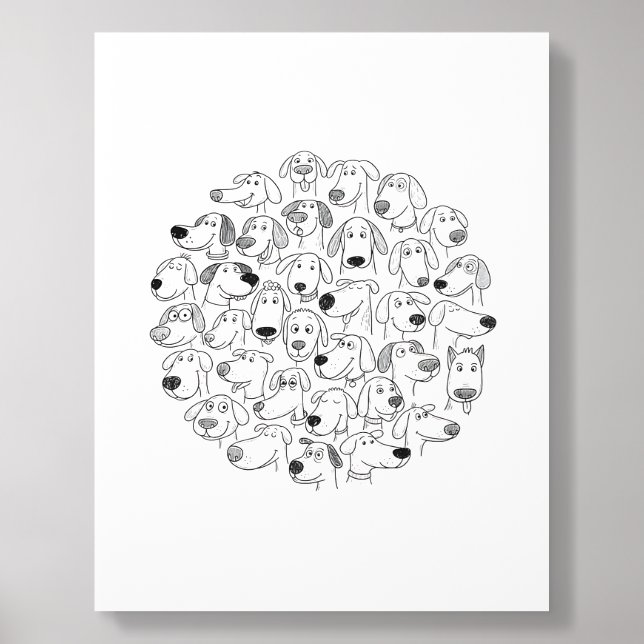  dog faces doodle  acrylic photo tile (Front Set)
