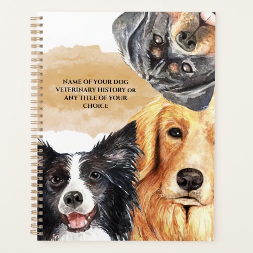 Dog faces large breeds watercolor realistic art planner