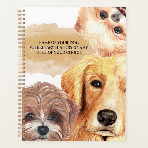 Dog faces watercolor realistic painting DIY title Planner