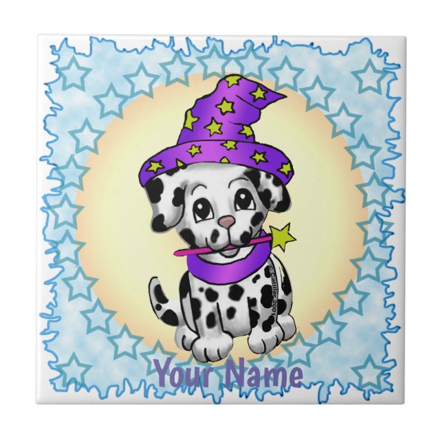 Dog fairy wizard  ceramic tile (Front)
