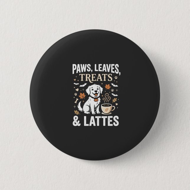 Dog Fall Latte Halloween Button (Front)