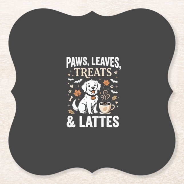 Dog Fall Latte Halloween Paper Coaster (Front)