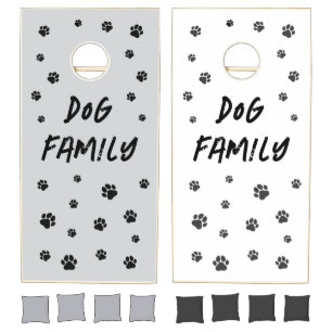 Dog Family Black White, Gray Cornhole Set