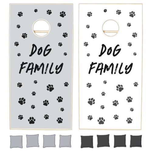 Dog Family Black White, Gray Cornhole Set