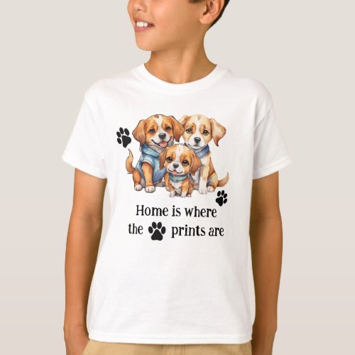 Dog Family Home Is Where The Paw Prints Are T_Shirt