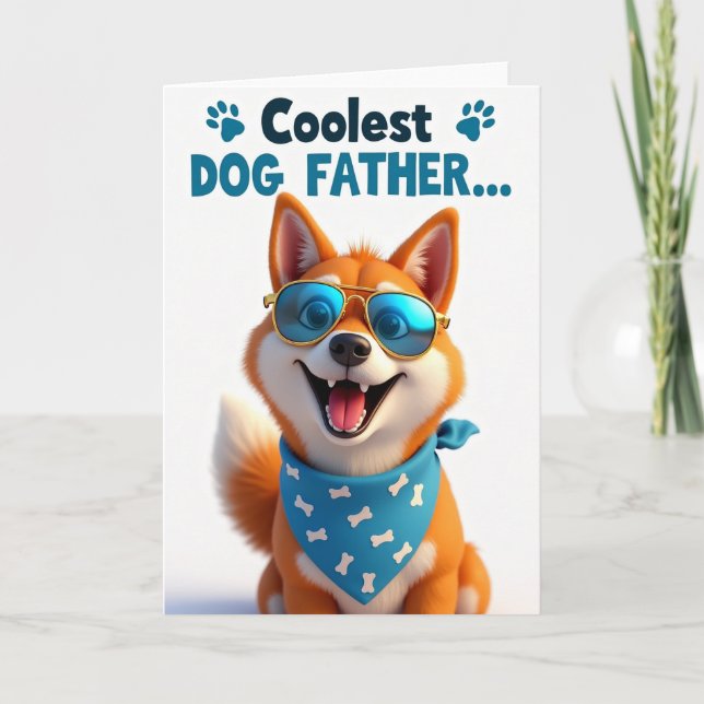 Dog Father Cartoon Portrait Card (Front)