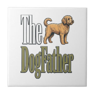 Dog Father Vintage Engraving Dog Lover Design_1 Ceramic Tile