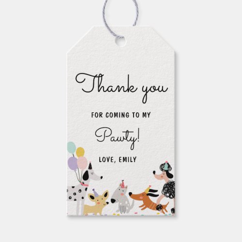 Dog Favor Tags Puppy Pawty Modern Animals Birthday