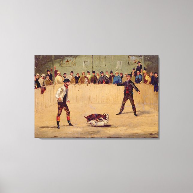 Dog Fighting (oil on paper) Canvas Print (Front)