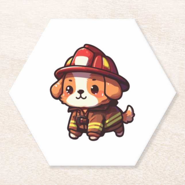 Dog Firefighter Classic T-Shirt (2) Paper Coaster (Front)