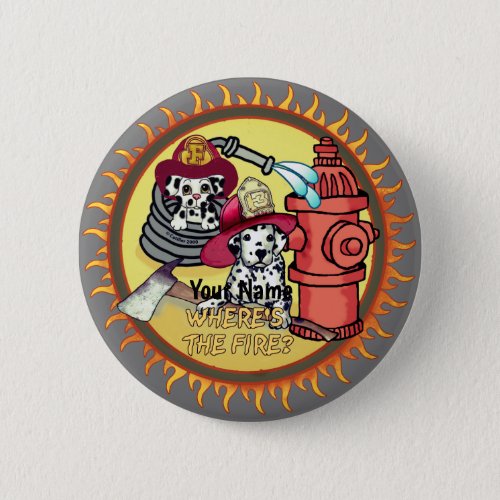 Dog Firefighters custom name  button