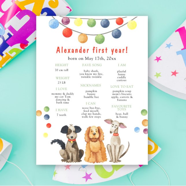 Dog First Birthday Milestone Birthday Poster (Creator Uploaded)