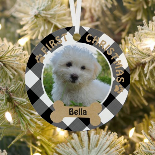 Dog FIRST CHRISTMAS 2_Sided 2_Photo Metal Ornament