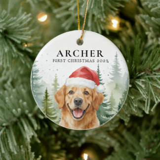 Dog First Christmas Pet Puppy Photo Personalized Ceramic Ornament