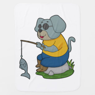 Dog Fishing Fisher Finshing rod Baby Blanket