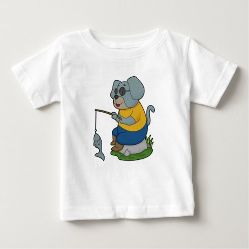 Dog Fishing Fisher Finshing rod Baby T_Shirt