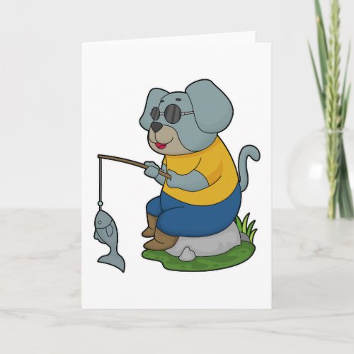 Dog Fishing Fisher Finshing rod Card