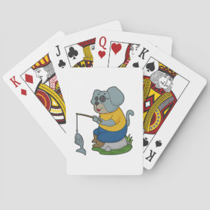 Dog Fishing Fisher Finshing rod Poker Cards