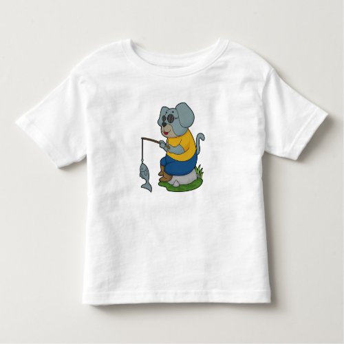 Dog Fishing Fisher Finshing rod Toddler T_shirt