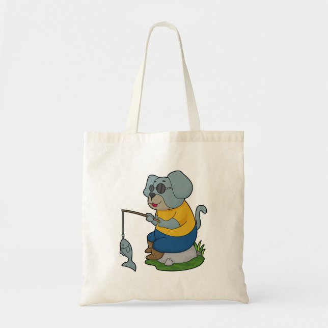 Dog Fishing Fisher Finshing rod Tote Bag (Front)