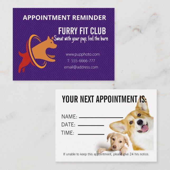 Dog Fitness & Exercise Appointment Card (Front/Back)